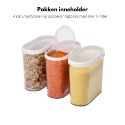 3-pk SmartStore Flip oppbevaringsboks med lokk 1,7 liter