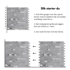 10-pk Stein lys grå selvklebende veggfliser
