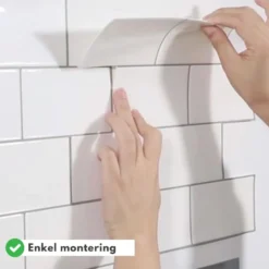 10-pk Subway hvit med grå fuger selvklebende veggfliser