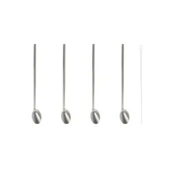 4-pk sugerør med skje + børste 21,5 cm