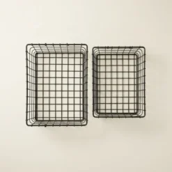 2-pk Trådkurv sort metall