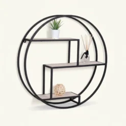 Rotterdam vegghylle trehyller sort ramme 62 x 14 cm