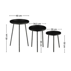 Salvo sidebord sett med 3 bord sort