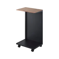 Sidebord med hjul sort 55 x 31 cm