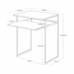 Sidebord med treplate og uttrekkbar hylle hvit 53 x 45 x 66,8 cm