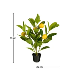 Sitrontre kunstig grønn med sitroner og potte 33 x 25 cm