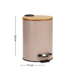 Søppelbøtte 3 liter metall/bambus beige