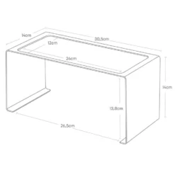 Stabelbar hylle smal hvit 30,5 x 14 cm