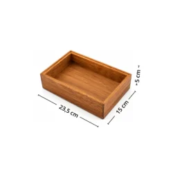 Stabelbar organiseringsbrett i tre/akasie 23,5 x 15 x 5 cm