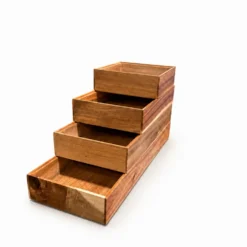 Stabelbar organiseringsbrett i tre/akasie 23,5 x 15 x 5 cm