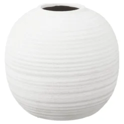 Stor rund vase keramisk hvit ø 30 cm