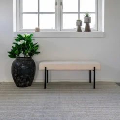 Swindon benk bouclé hvit 100 cm