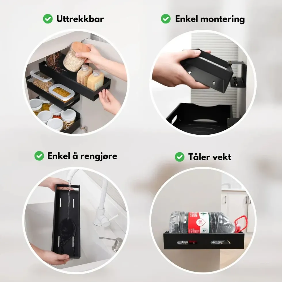 Uttrekkbar hylle medium sort