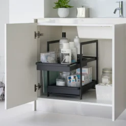 Uttrekkbar oppbevaringshylle sort 42 x 30 x 42 cm