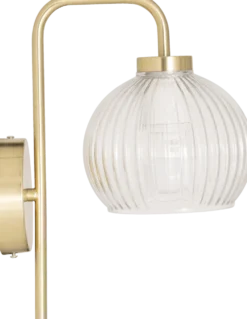 Vegglampe Krys med rillet glass gull 30 cm