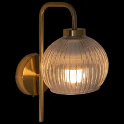Vegglampe Krys med rillet glass gull 30 cm
