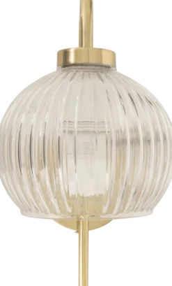 Vegglampe Krys med rillet glass gull 30 cm