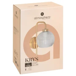 Vegglampe Krys med rillet glass gull 30 cm