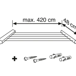 Veggmontert tørkestativ Rollfix 210 Longline