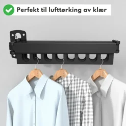 Veggmontert tørkestativ, uttrekkbart