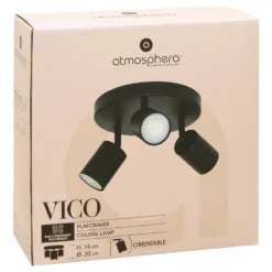 Vico taklampe med 3 justerbare spotter sort 20 cm