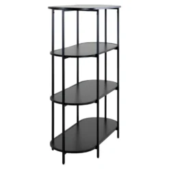 Vita oval bokhylle 4 hyller sort 85x36x111 cm