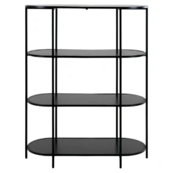 Vita oval bokhylle 4 hyller sort 85x36x111 cm