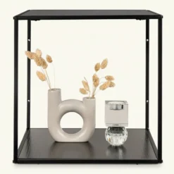 Vita vegghylle svart sort ramme 36 x 36 cm