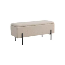 Watford oppbevaringsbenk bouclé beige 95 x 36,5 x 43 cm