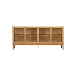 Zamora skjenk 4 glassdører eik natur 180x40x80 cm